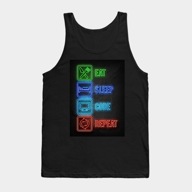 Eat Sleep Code Repeat Tank Top by Durro